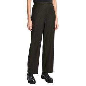 THEORY 100% Virgin Wool Wide Leg Clean St Pull On Sleek Flannel Brown Pants NWT